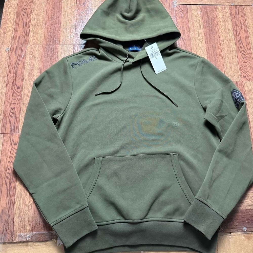 Polo Ralph Lauren Green Double Knit Logo Tech Fleece Hoodie Small NEW